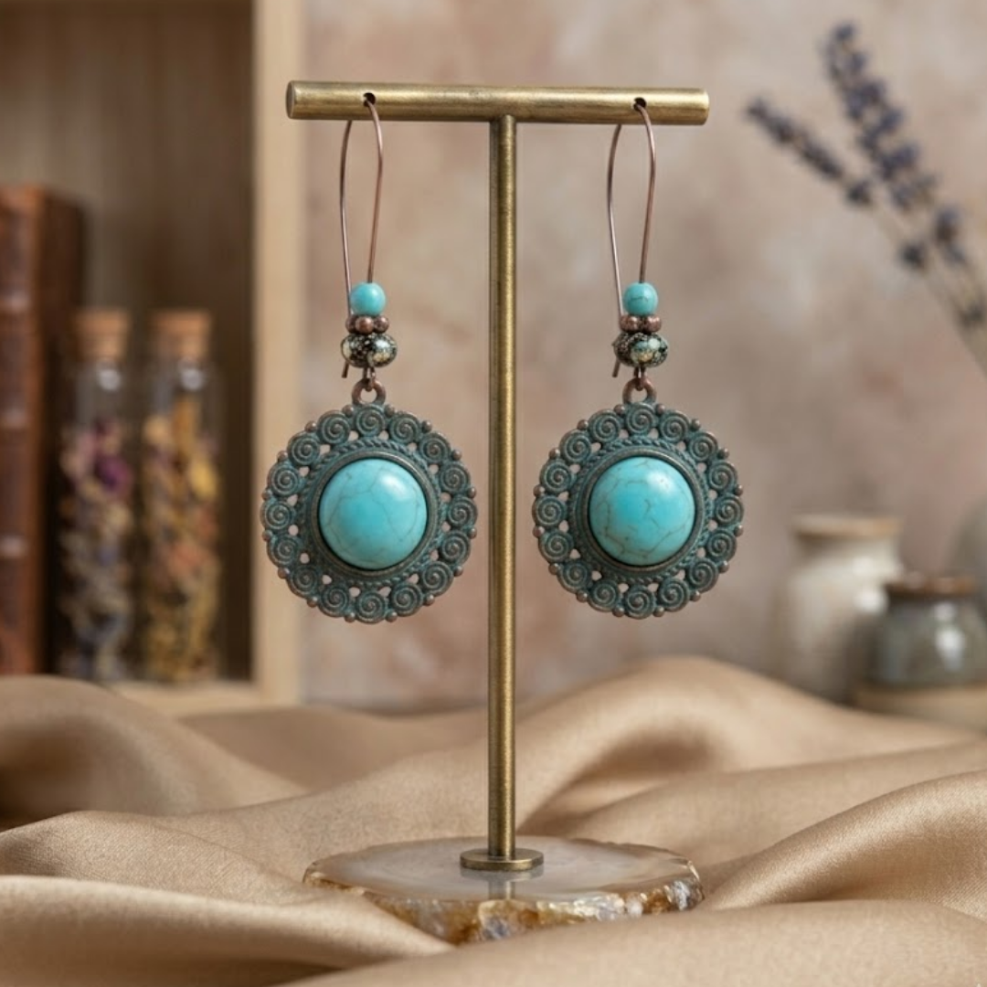 Turquoise Mandala Drop Earrings