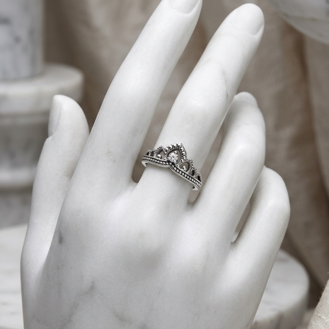Regal Crown Beaded Ring