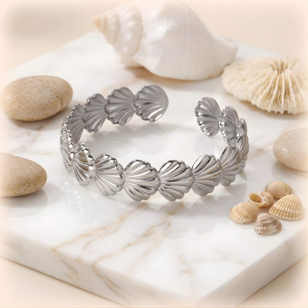 Marea Shell Silver Cuff Bracelet