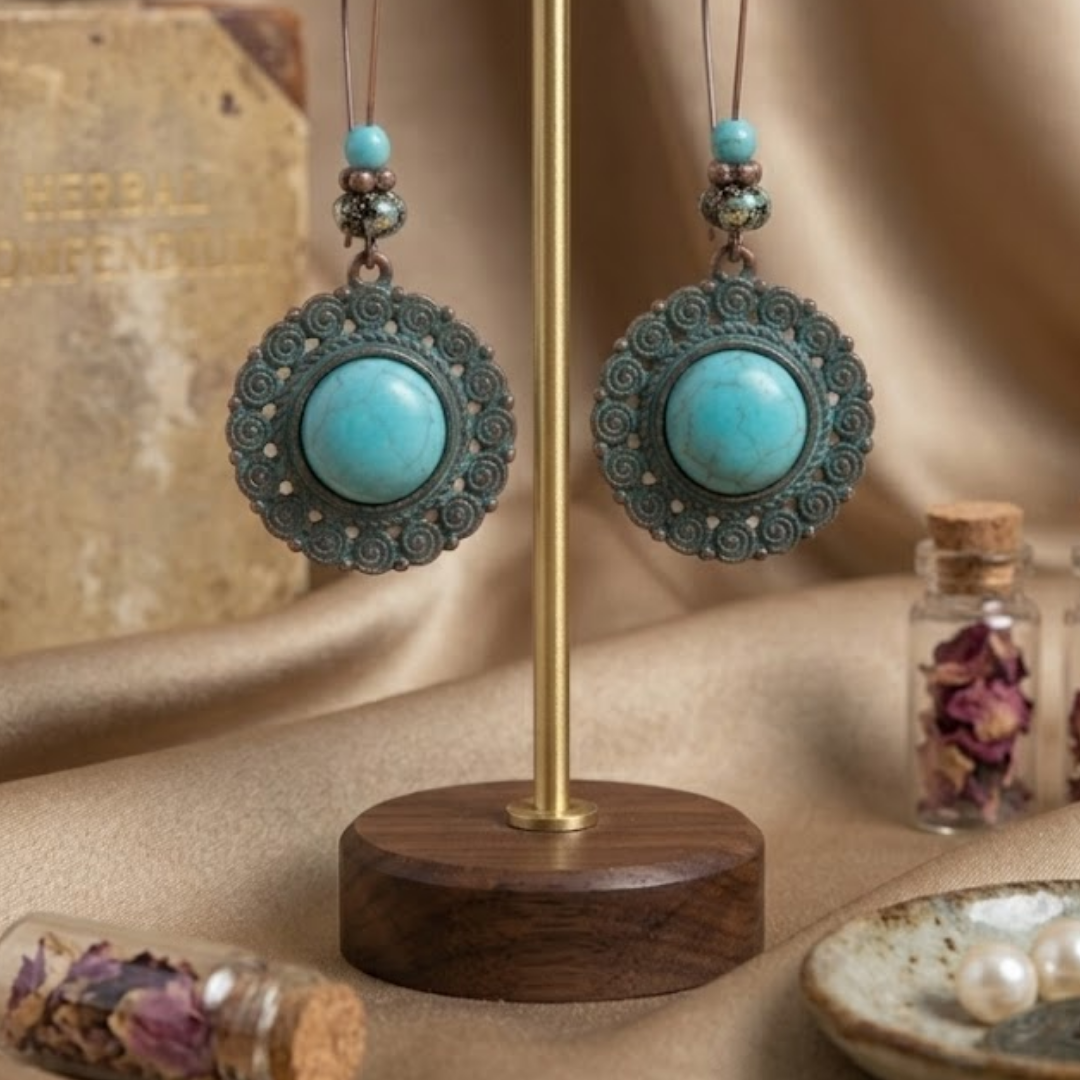 Turquoise Mandala Drop Earrings