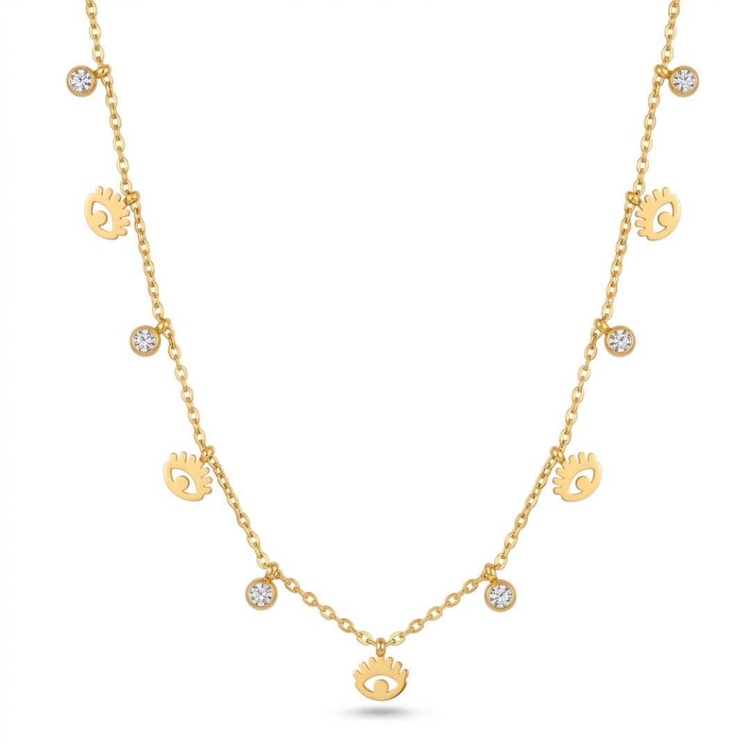 Golden Evil Eye Charm Necklace