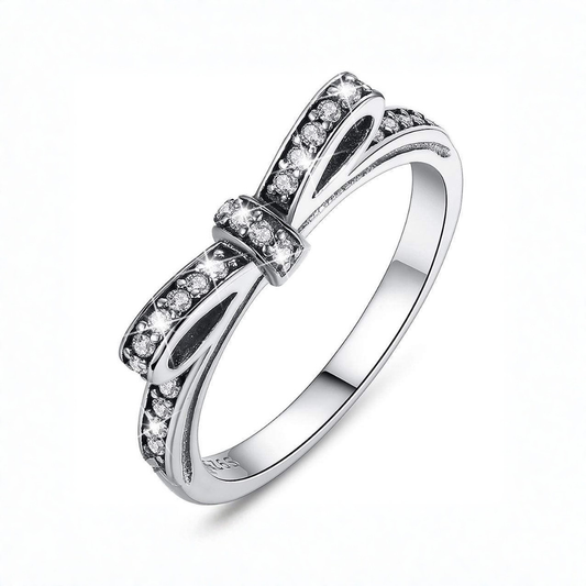 Crystal Bow Sterling Silver Ring