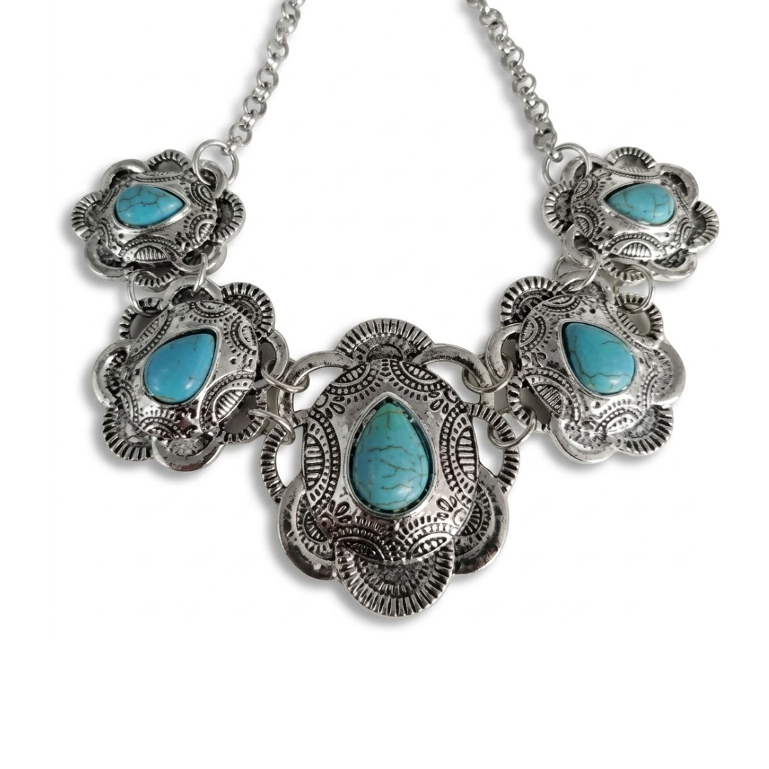 Turquoise Concho Necklace