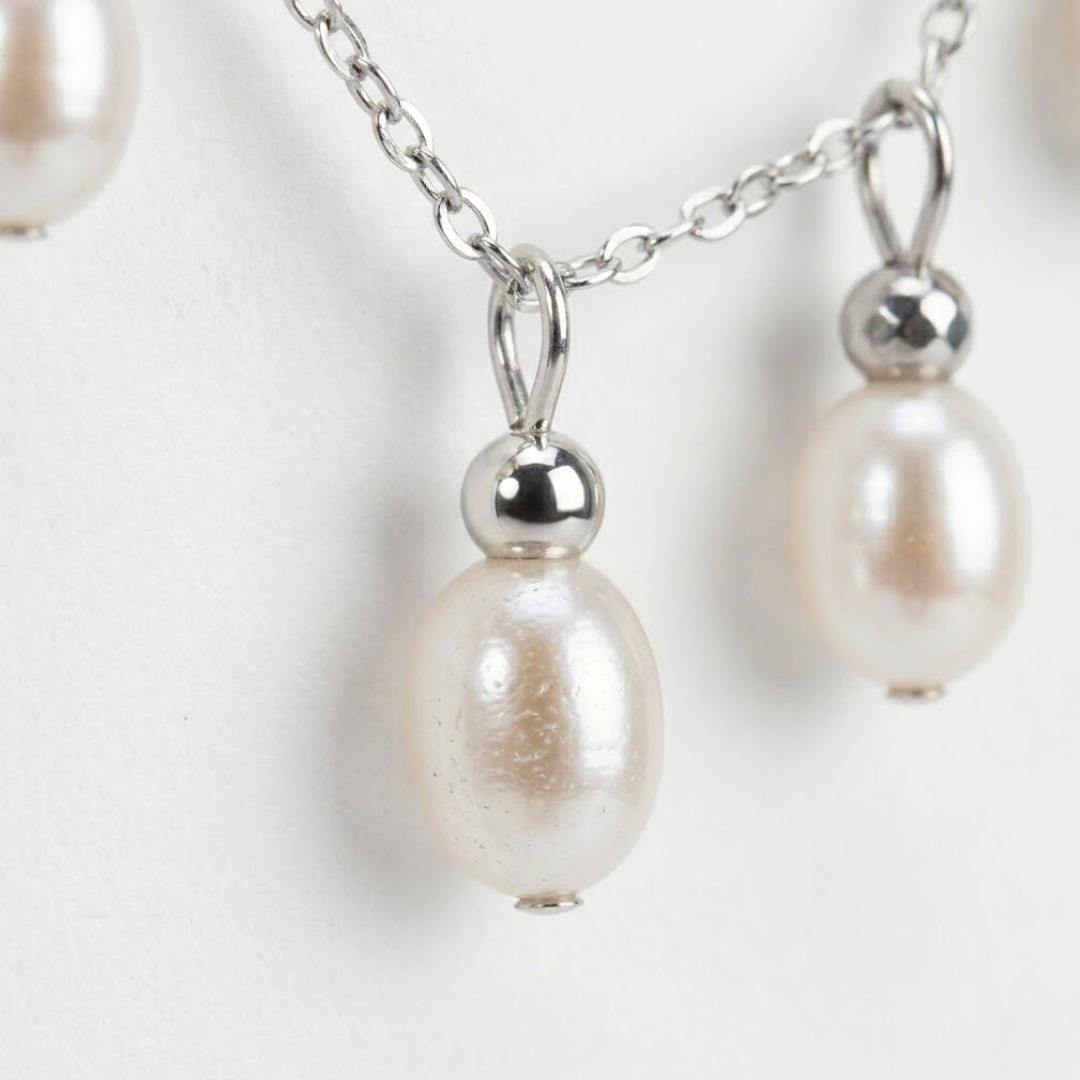 Perle Silver Floating Pearl Drop Necklace