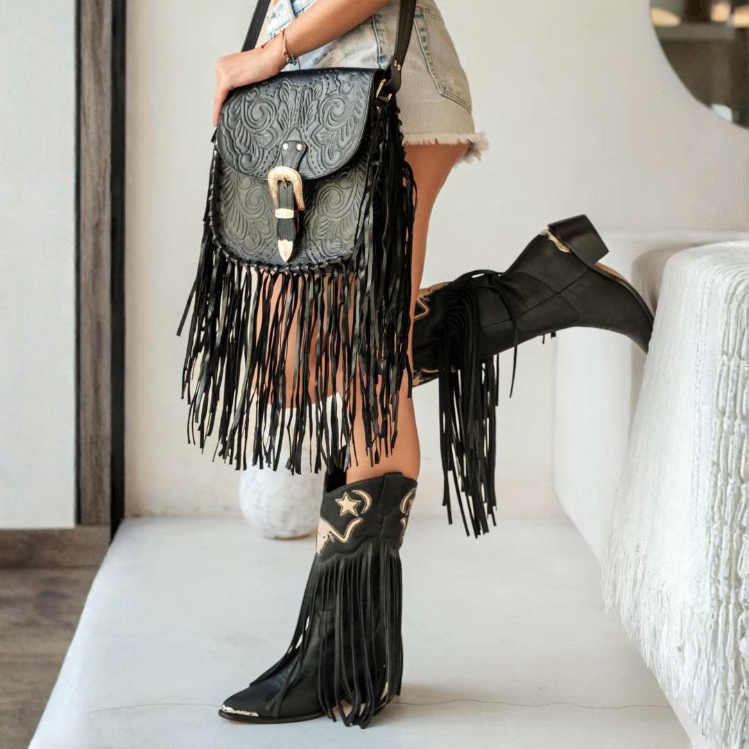 Savannah Western Fringe Bag | Black