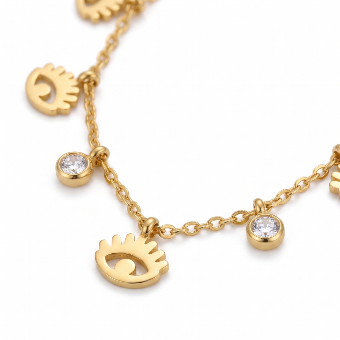 Golden Evil Eye Charm Necklace