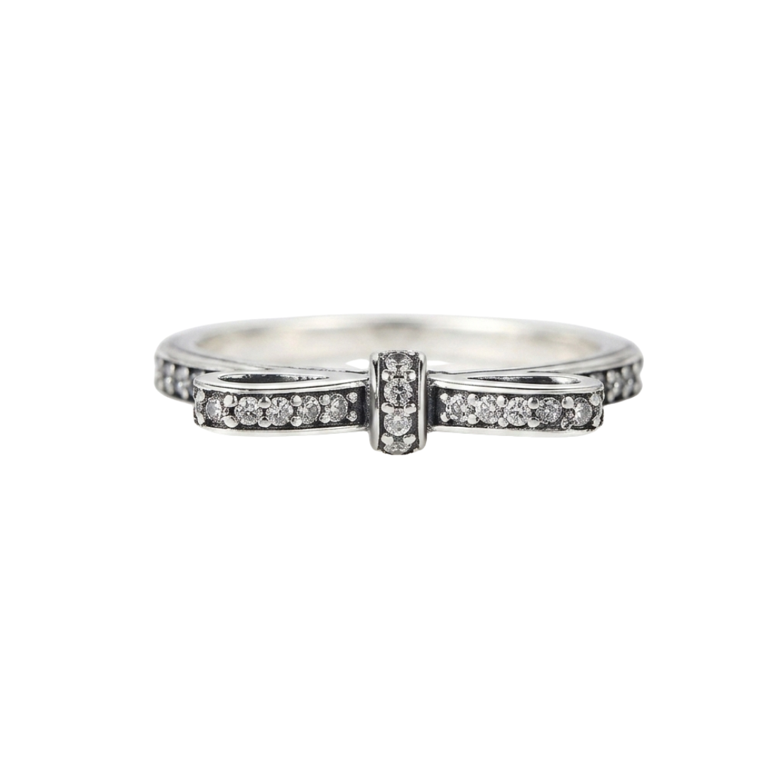 Crystal Bow Sterling Silver Ring