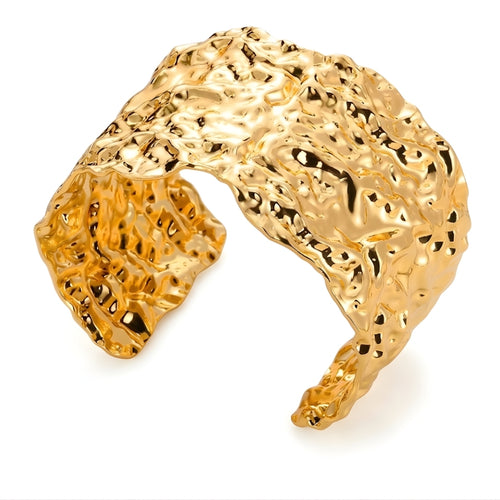 Gold Sculpted Wide Cuff Bracelet