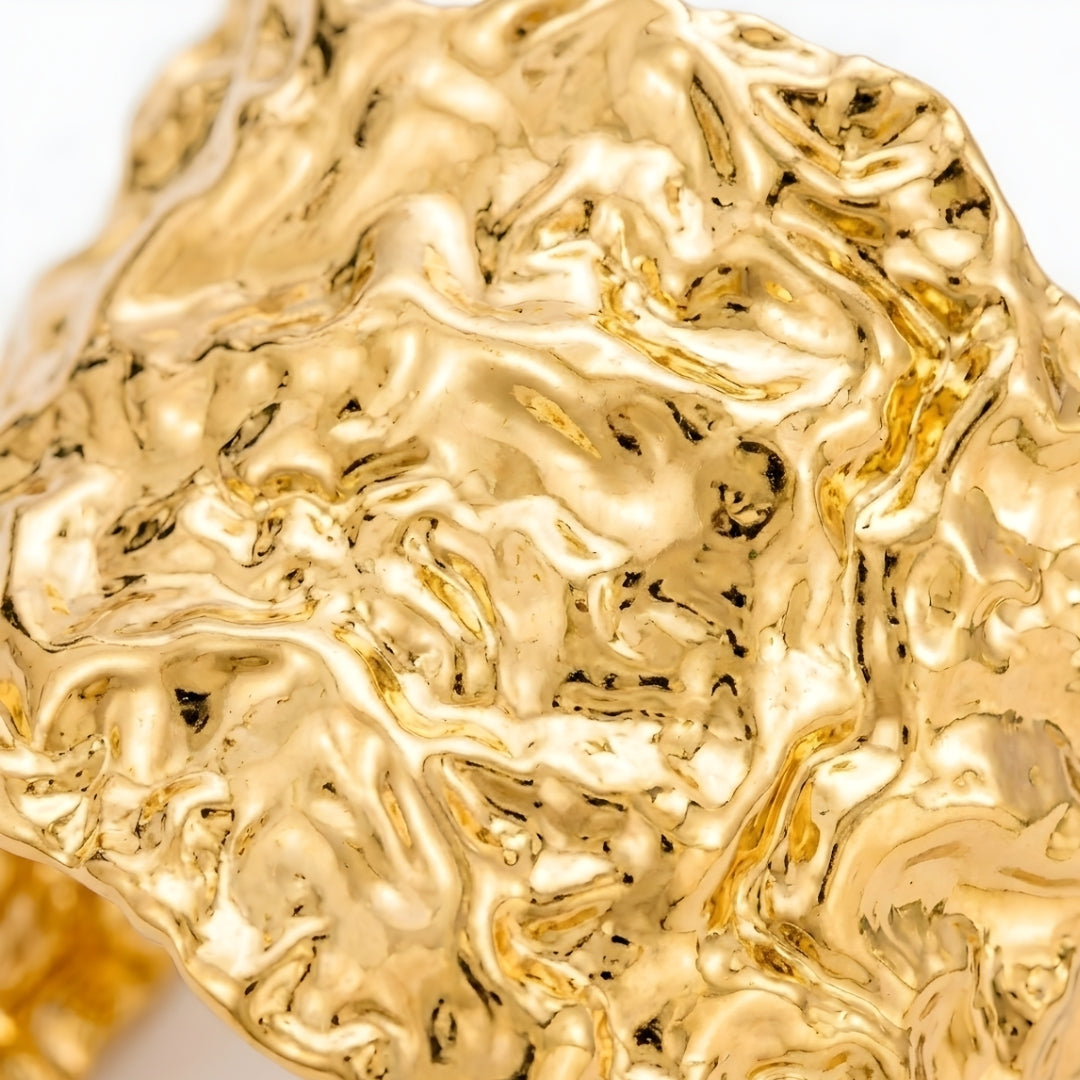 Gold Sculpted Wide Cuff Bracelet