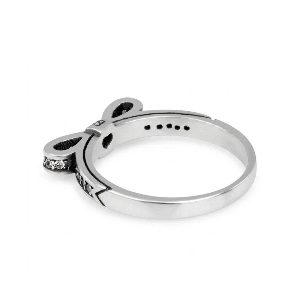 Crystal Bow Sterling Silver Ring