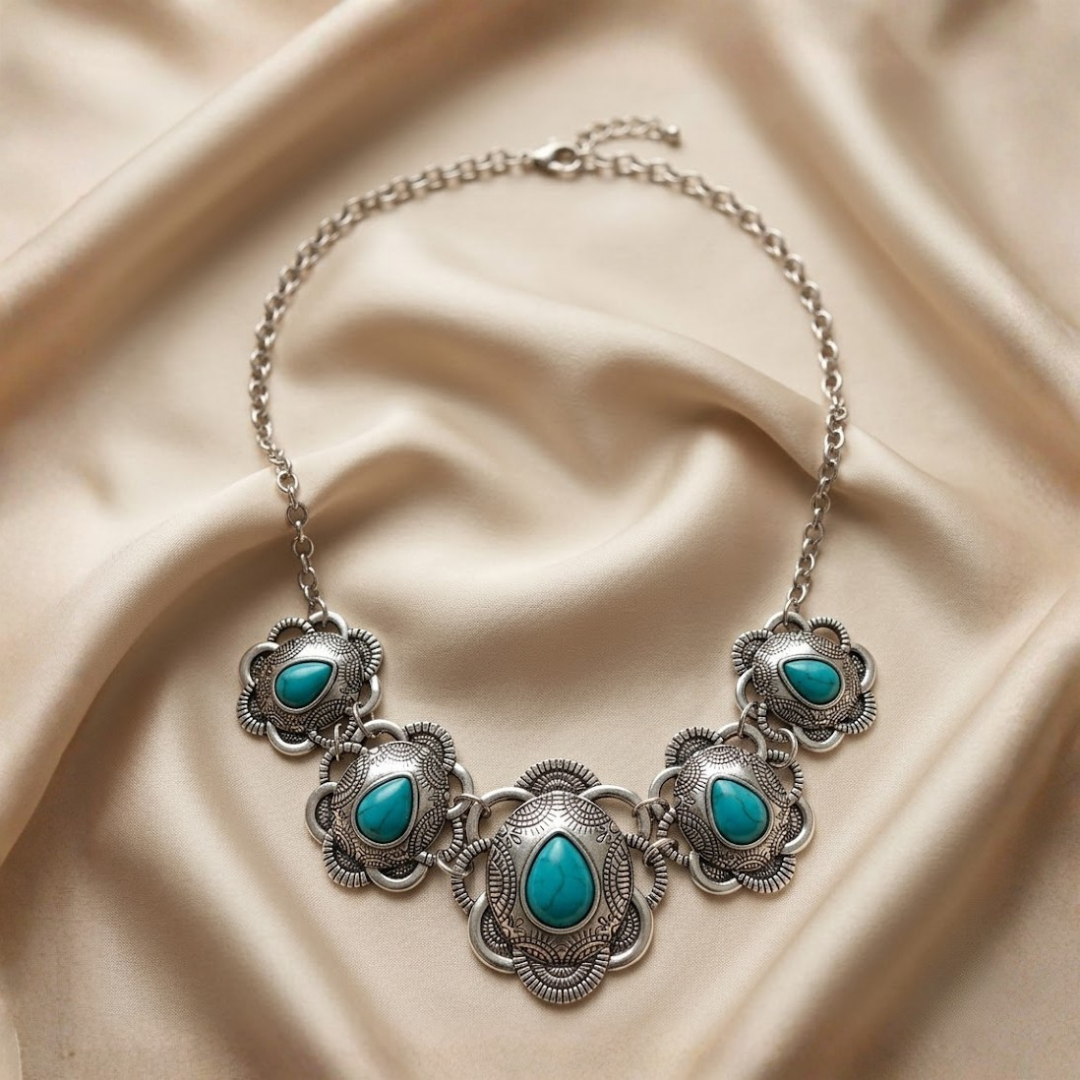 Turquoise Concho Necklace