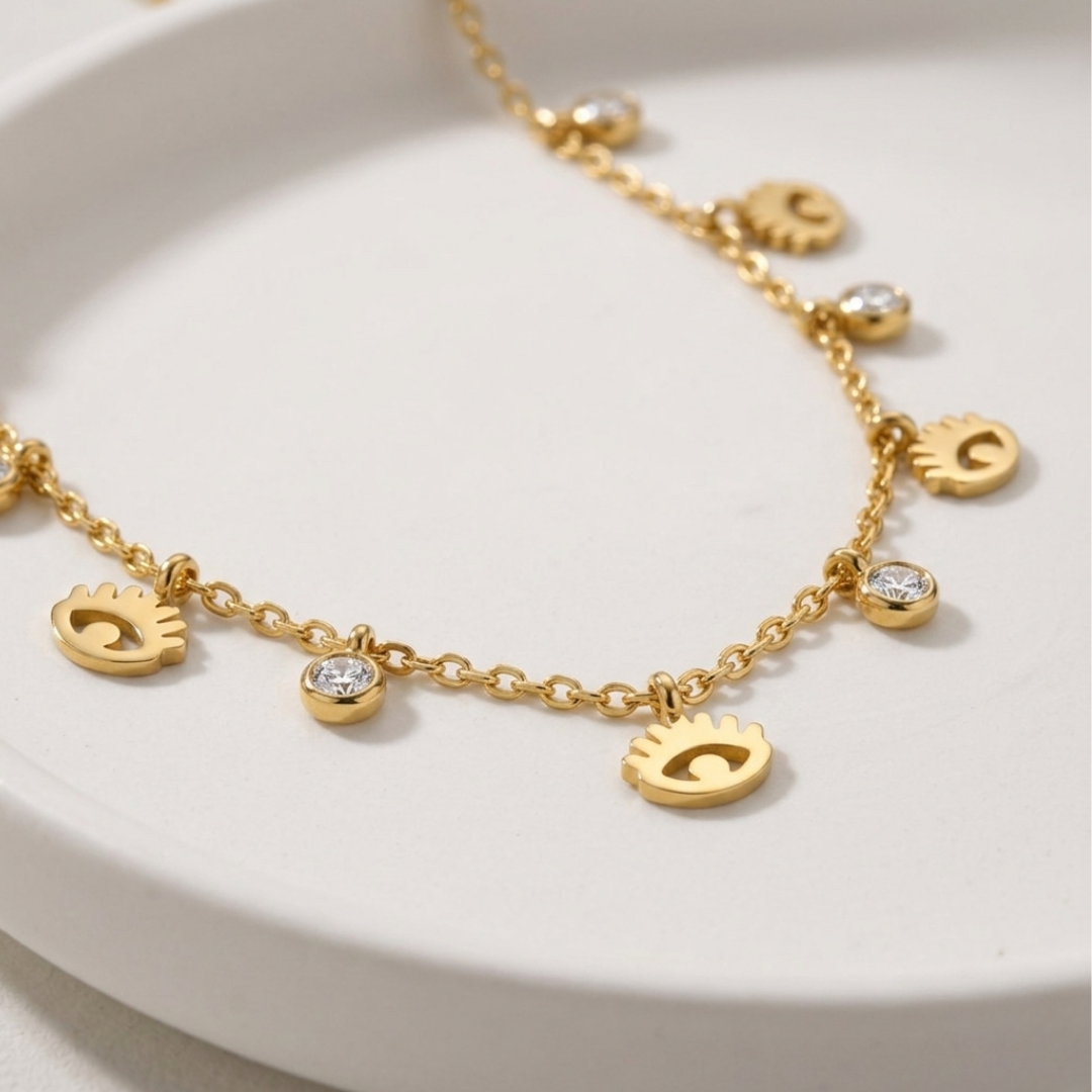 Golden Evil Eye Charm Necklace