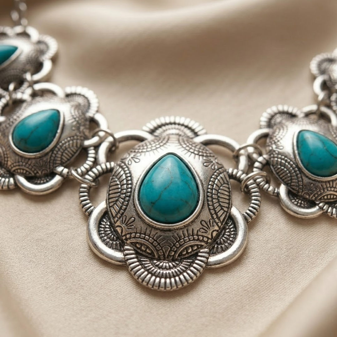 Turquoise Concho Necklace