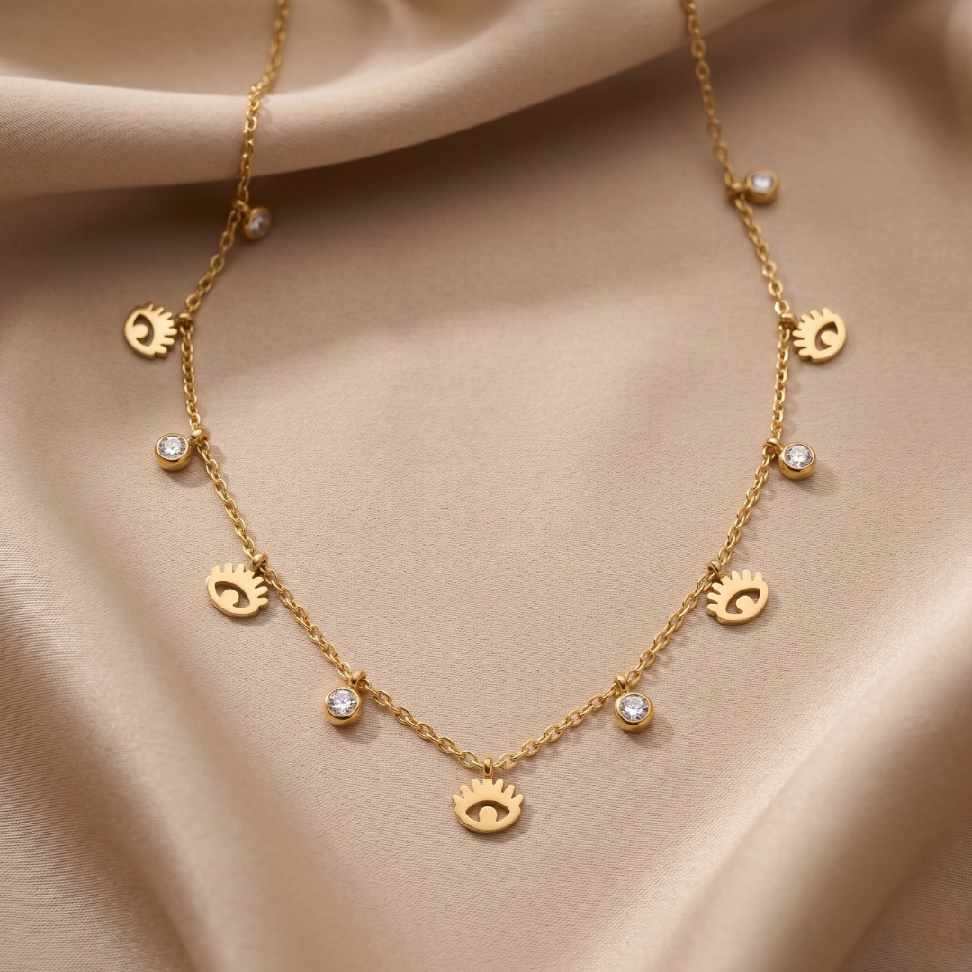 Golden Evil Eye Charm Necklace