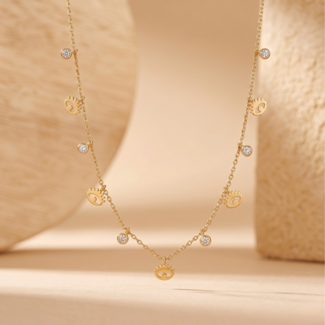 Golden Evil Eye Charm Necklace