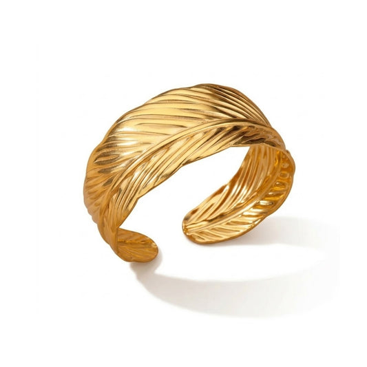 Golden Pluma Wide Cuff Bracelet