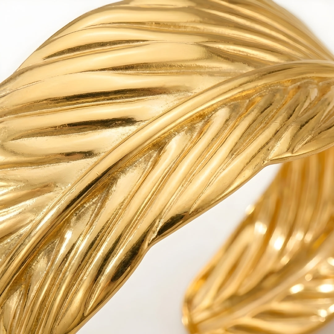 Golden Pluma Wide Cuff Bracelet
