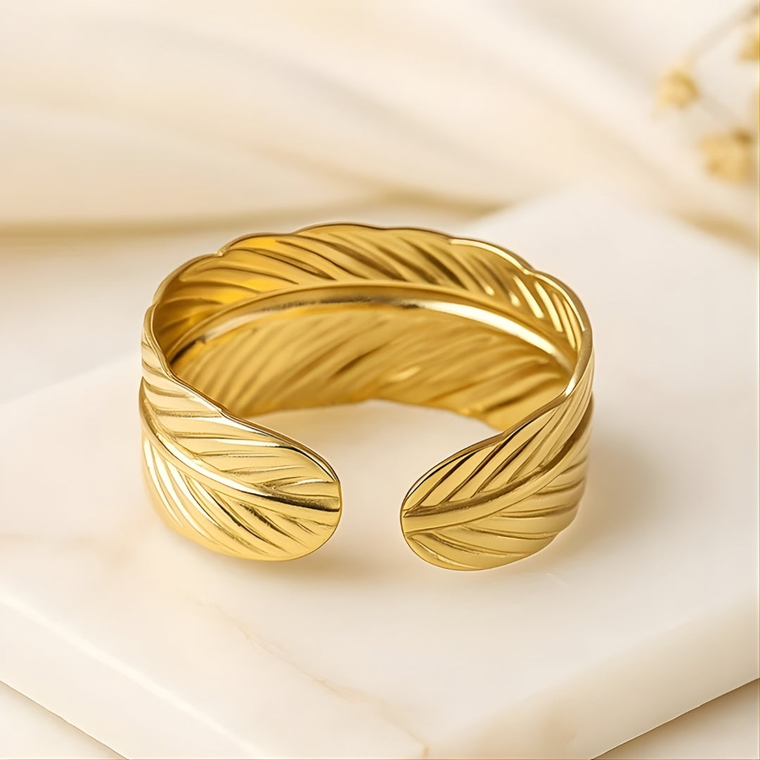 Golden Pluma Wide Cuff Bracelet