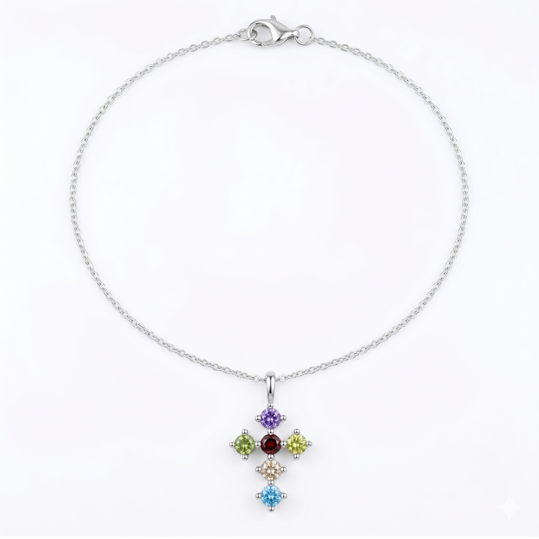 Rainbow Cross Zircon Necklace