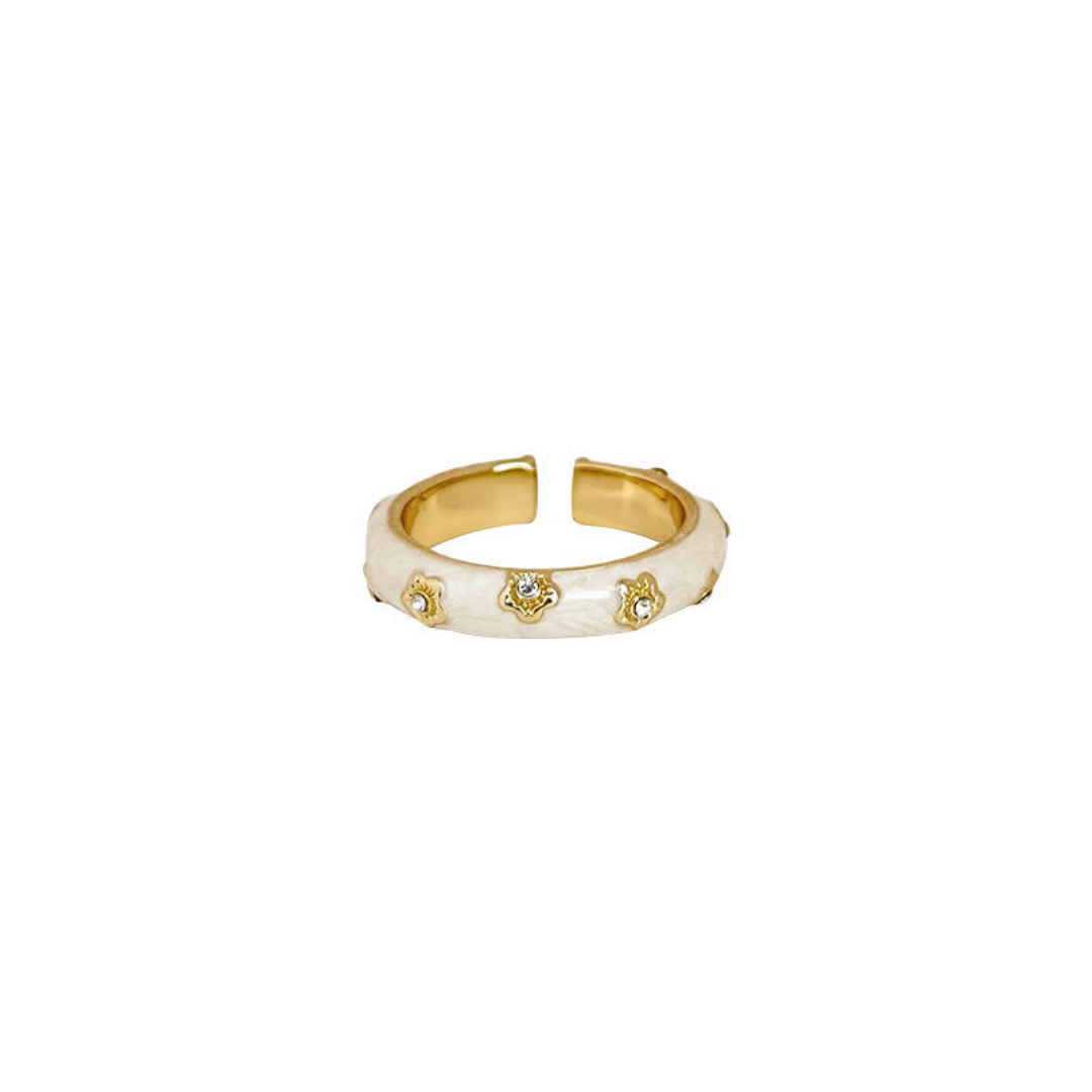 White Enamel Cloud Ring