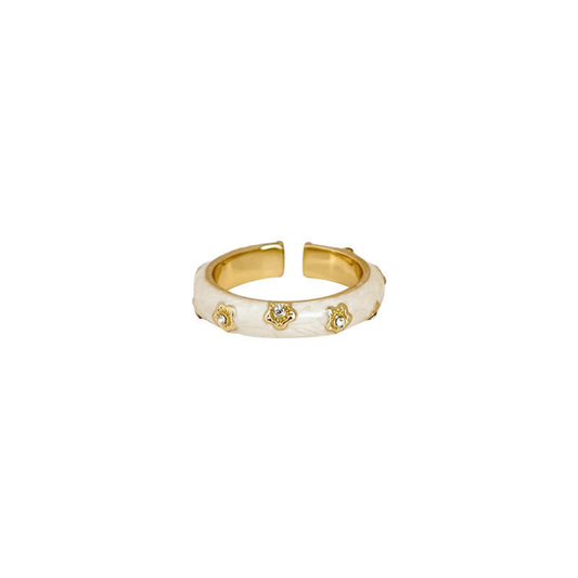 White Enamel Cloud Ring
