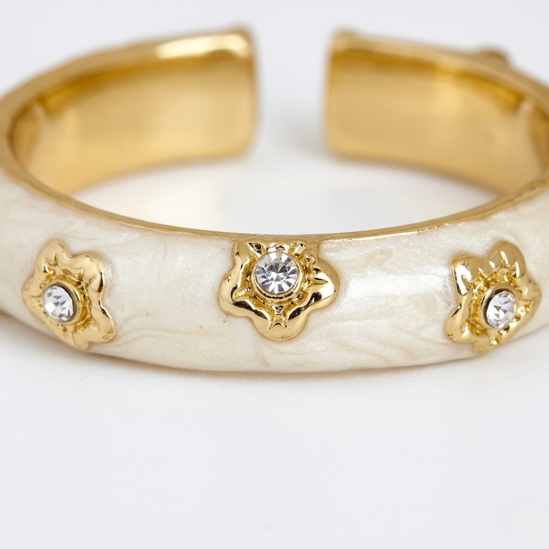 White Enamel Cloud Ring