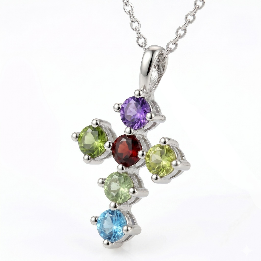 Rainbow Cross Zircon Necklace