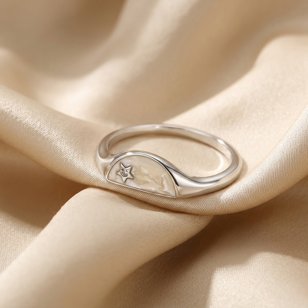 Half Moon Star Signet Ring