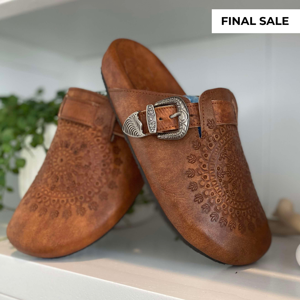 Western Buckle Boho Clogs