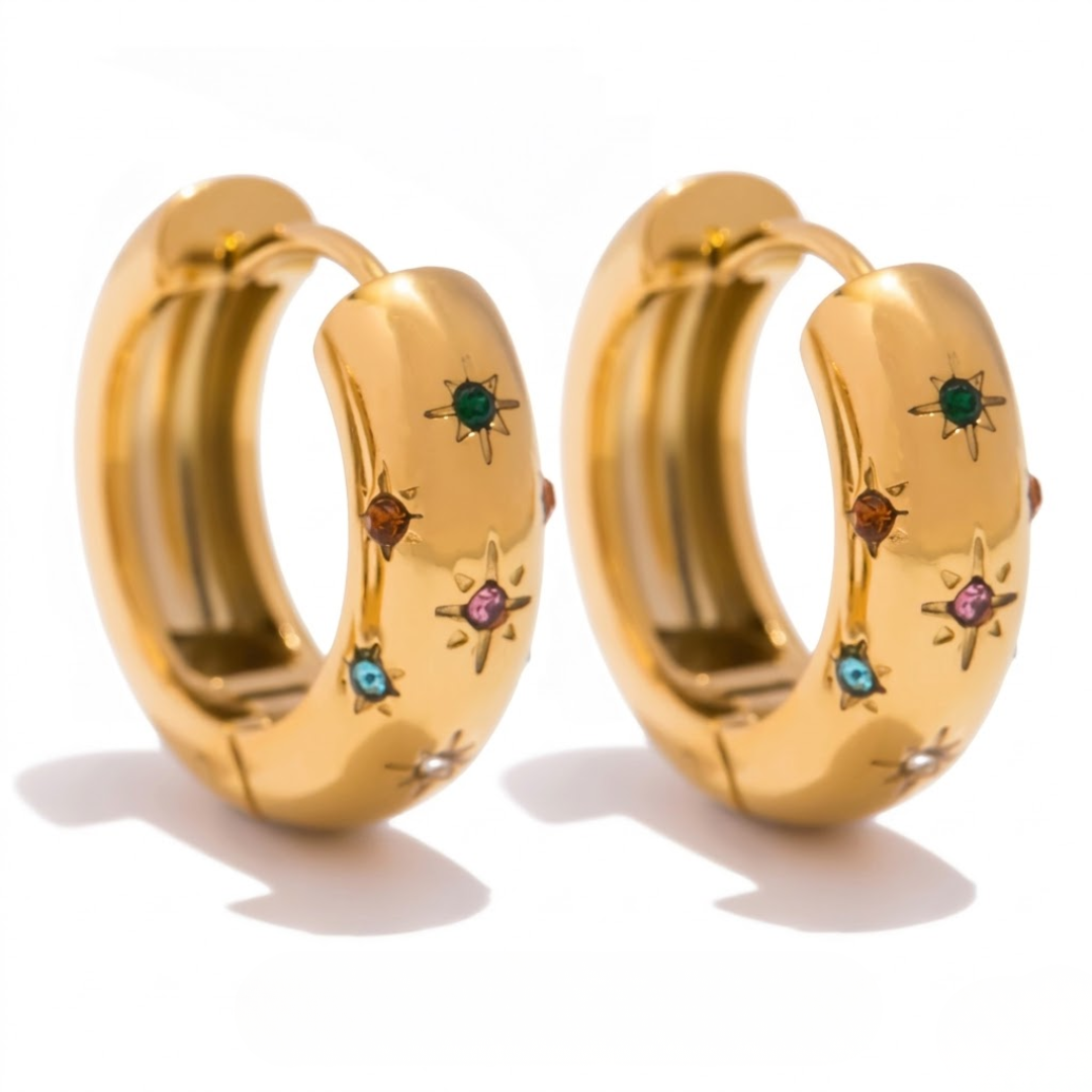 Solaris Multicolour Star Huggie Hoops