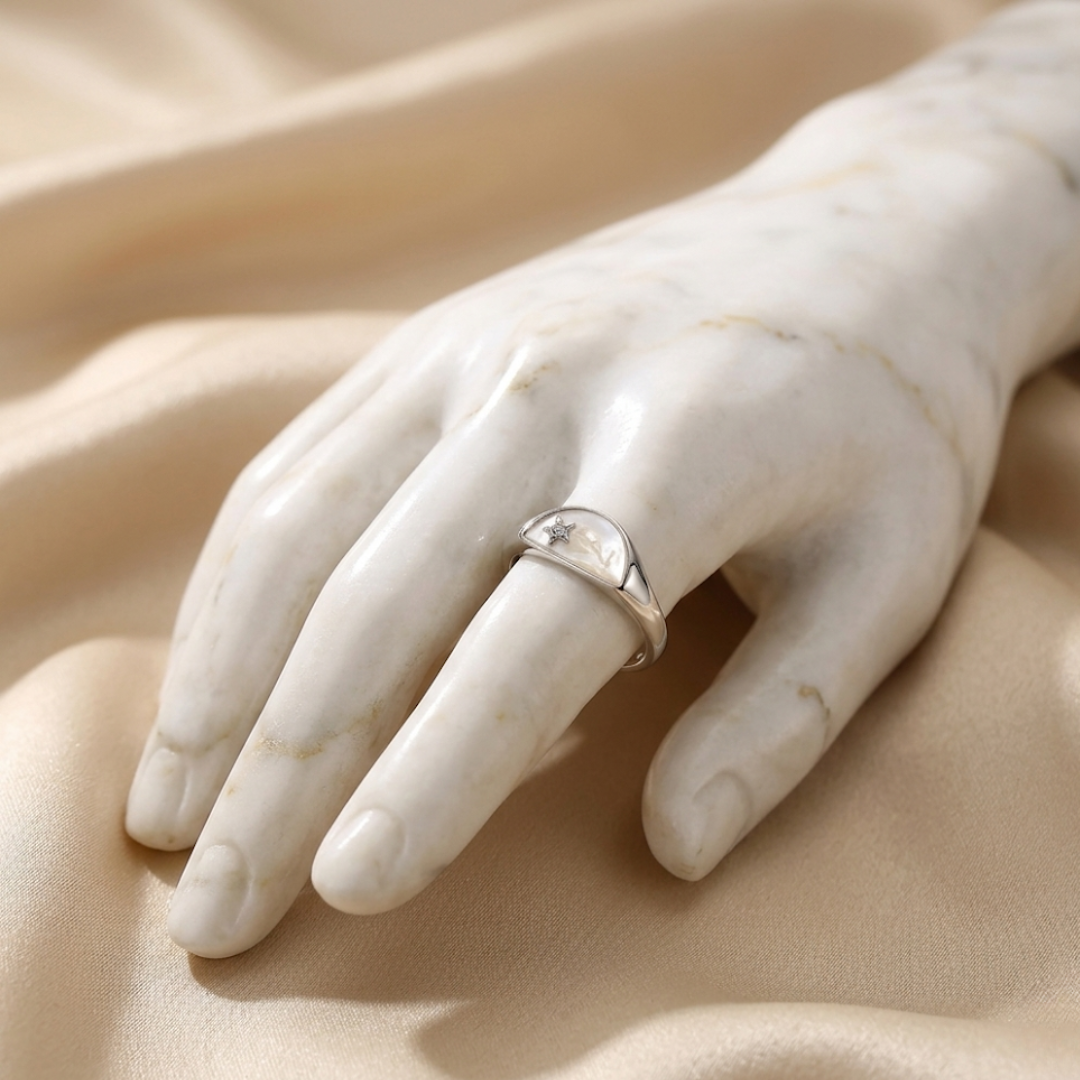Half Moon Star Signet Ring