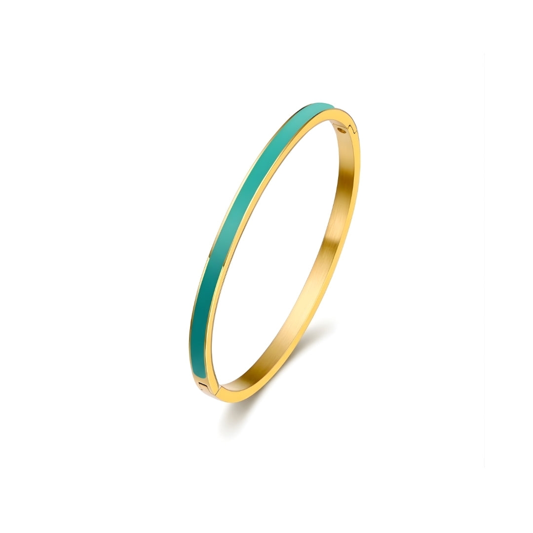 Jade Enamel Slim Steel Bracelet