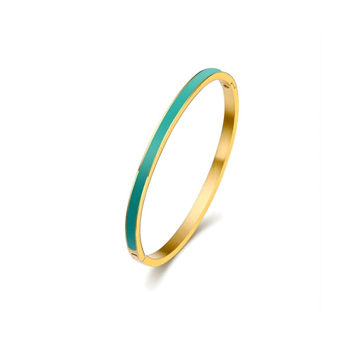 Jade Enamel Slim Steel Bracelet