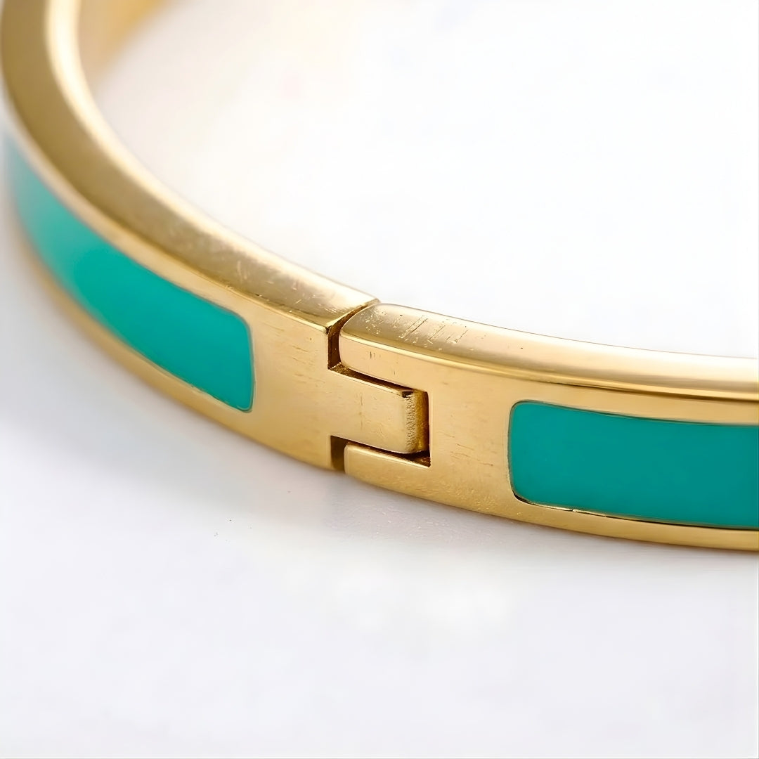 Jade Enamel Slim Steel Bracelet