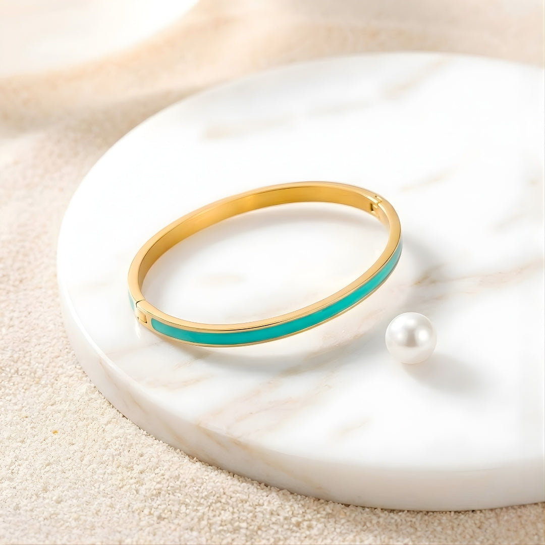 Jade Enamel Slim Steel Bracelet