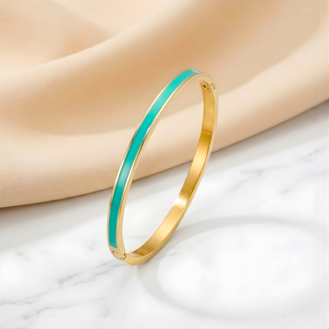 Jade Enamel Slim Steel Bracelet