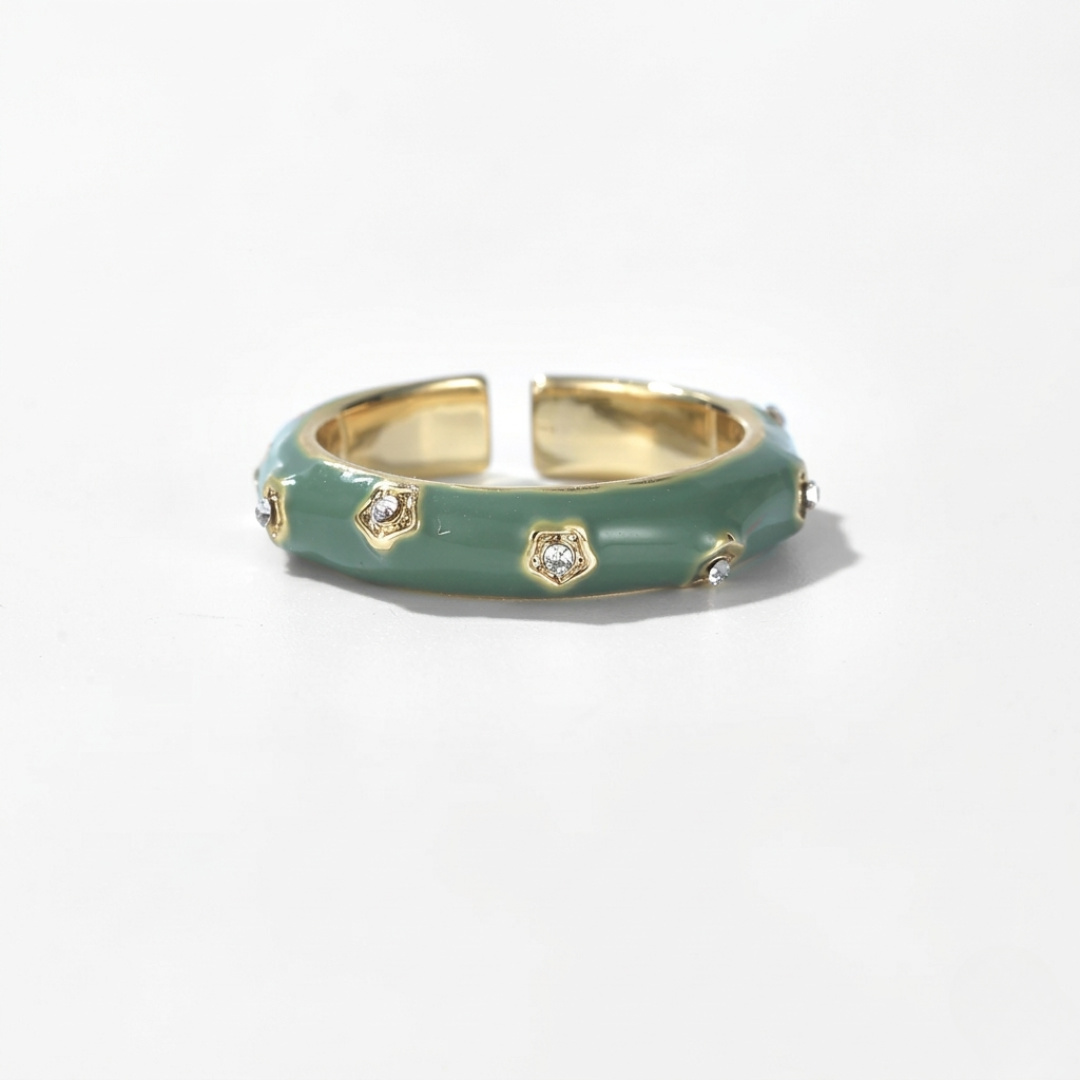 Sage Enamel Flower Ring