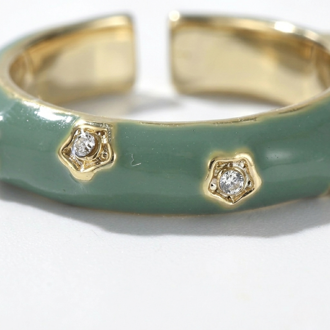 Sage Enamel Flower Ring