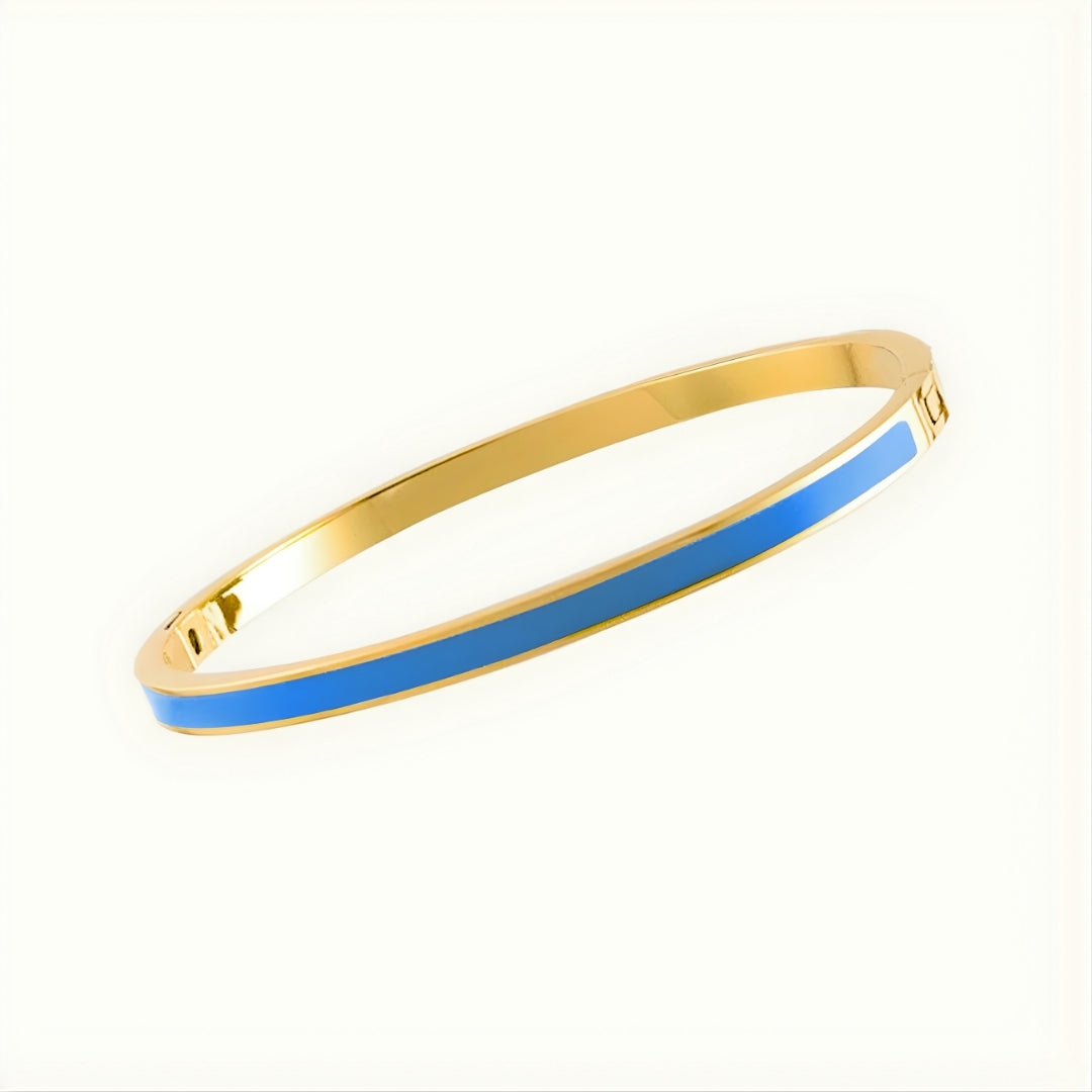 Aqua Enamel Slim Steel Bracelet