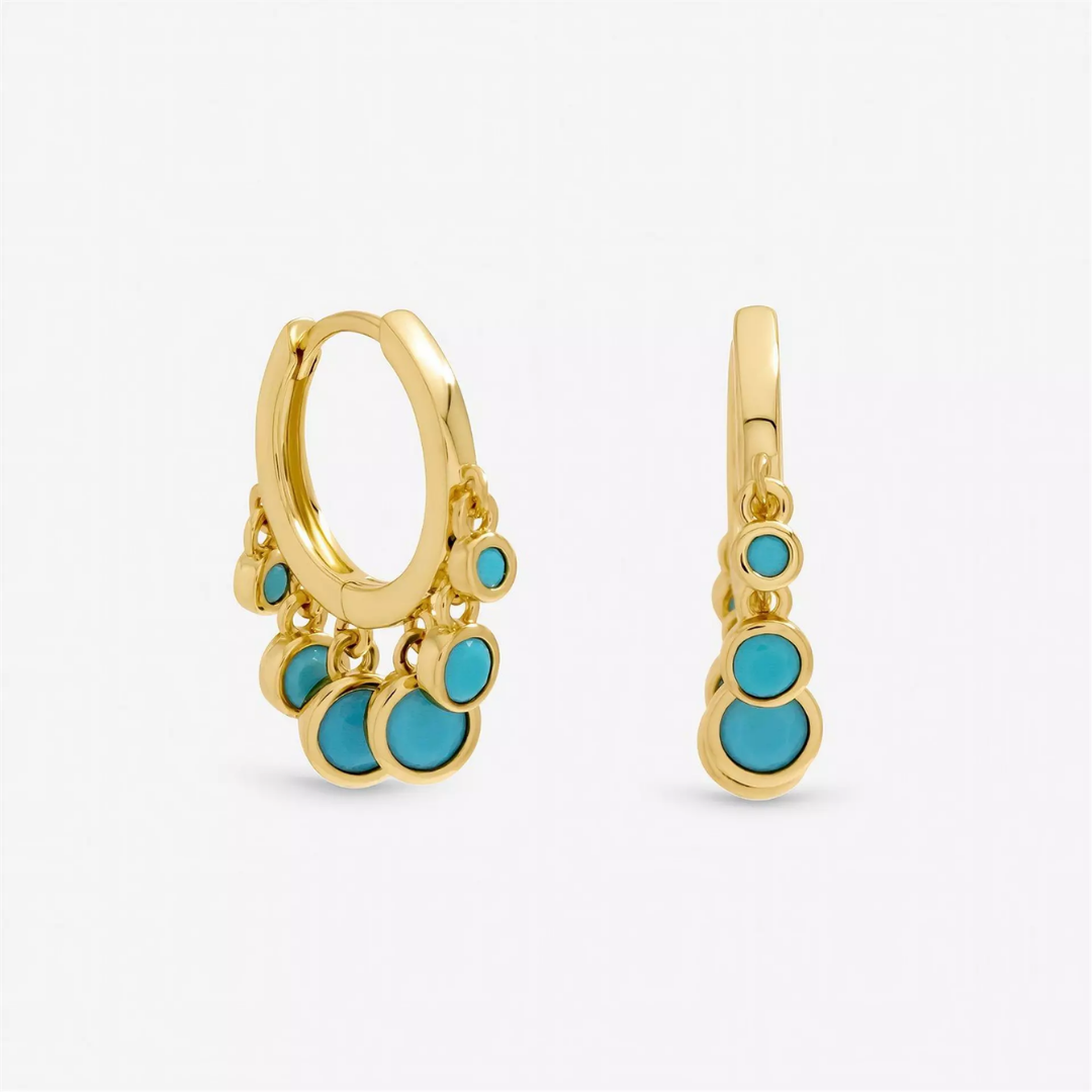 Gold Turquoise Bubble Huggie Earrings