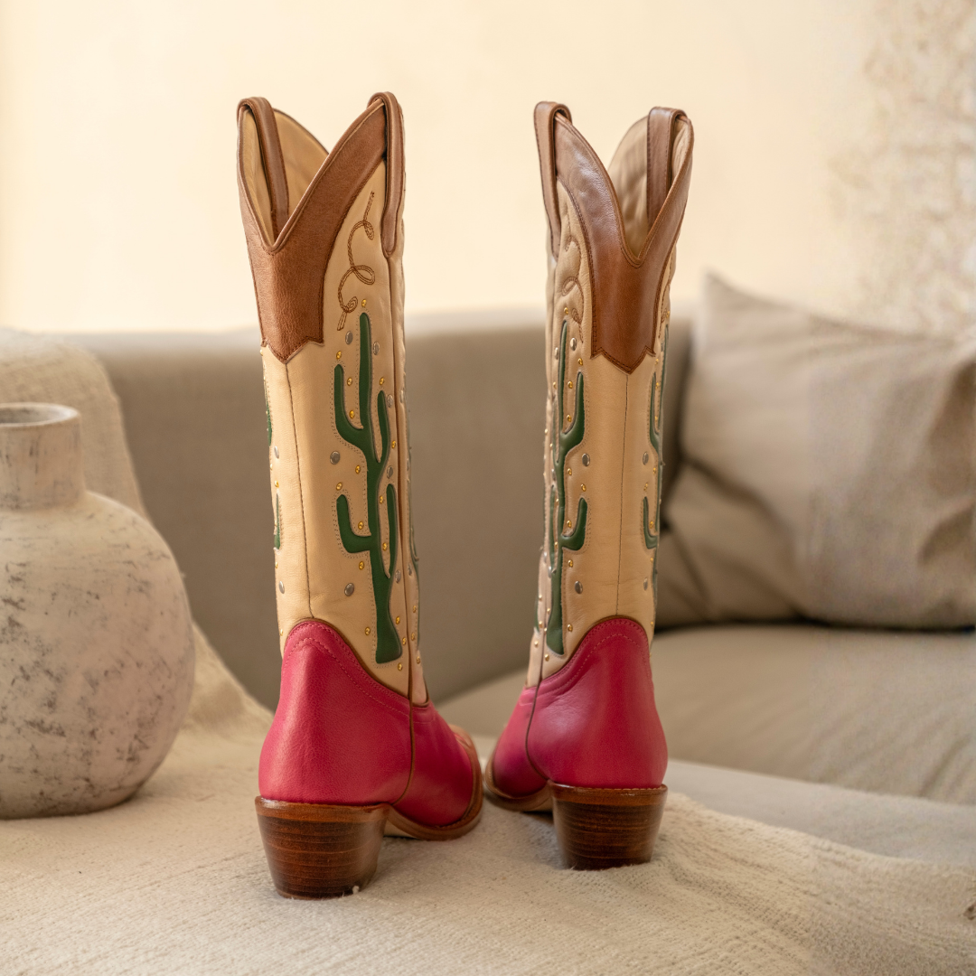 Cactus Boots | Pink and Tan
