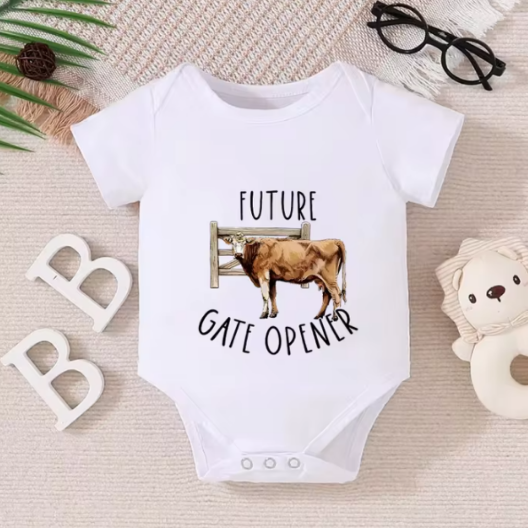 Future Gate Opener Baby Onesie | White