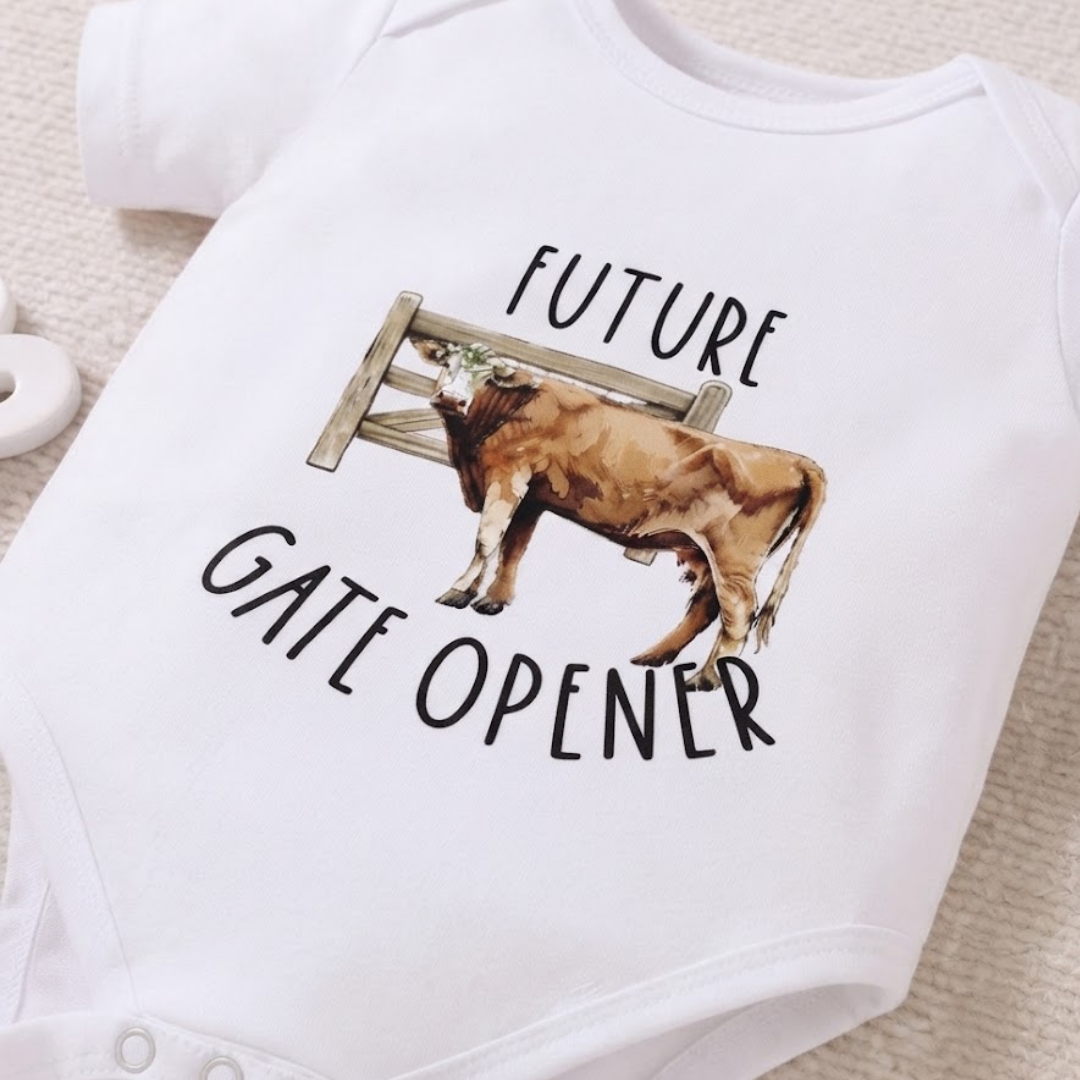 Future Gate Opener Baby Onesie | White