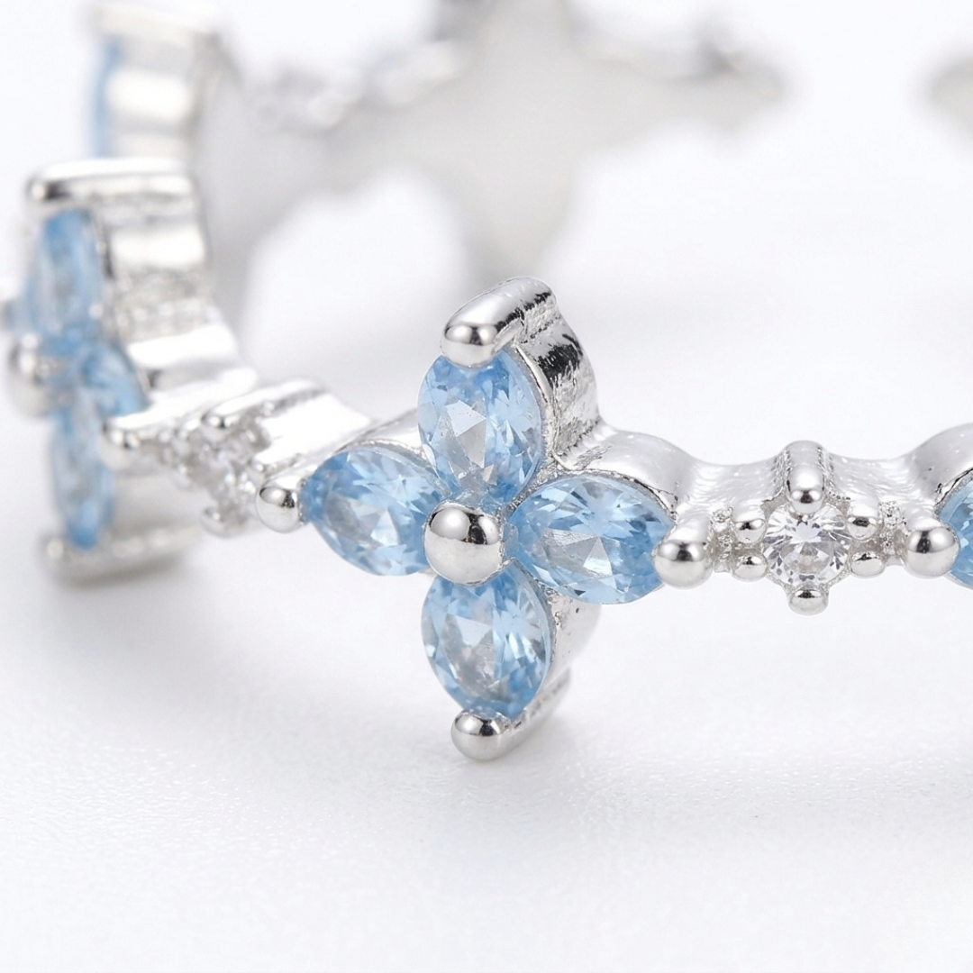 Blue Clover Bloom Open Ring