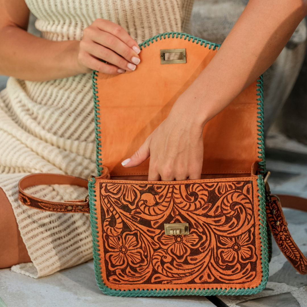 Westerly Leather Clutch | Aqua