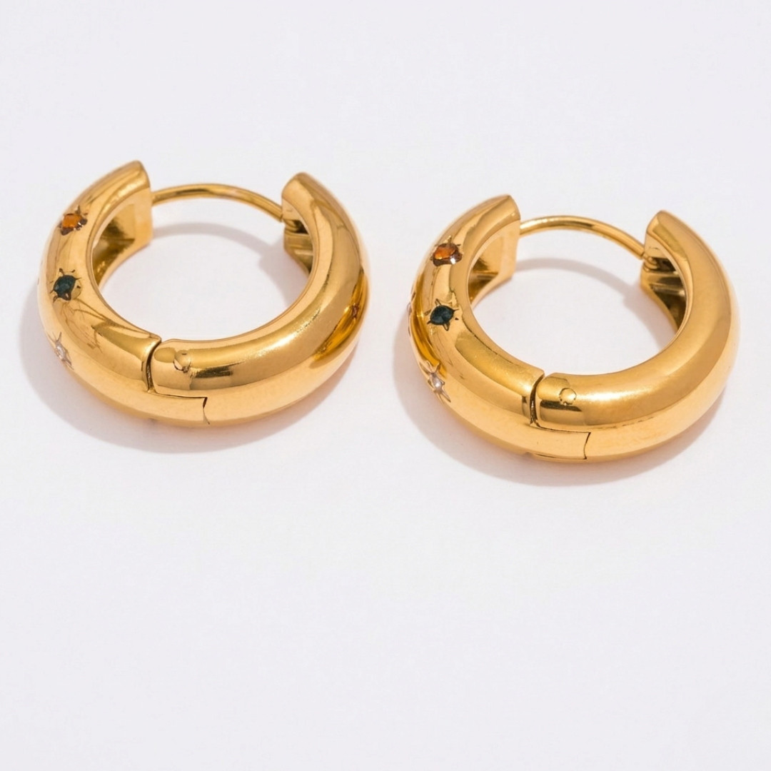 Solaris Multicolour Star Huggie Hoops