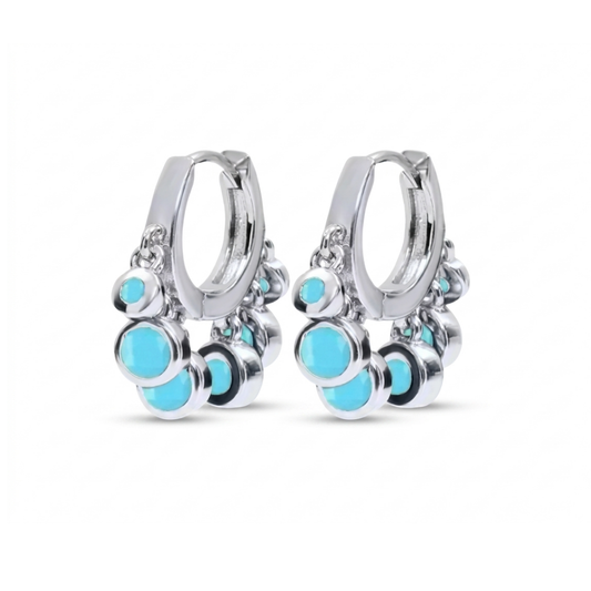 Silver Turquoise Bubble Earrings