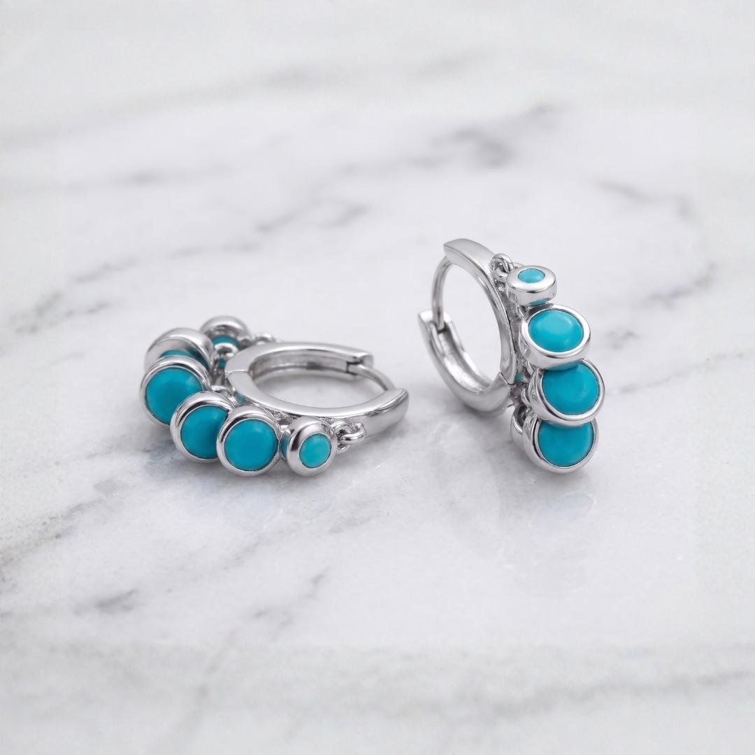 Silver Turquoise Bubble Earrings