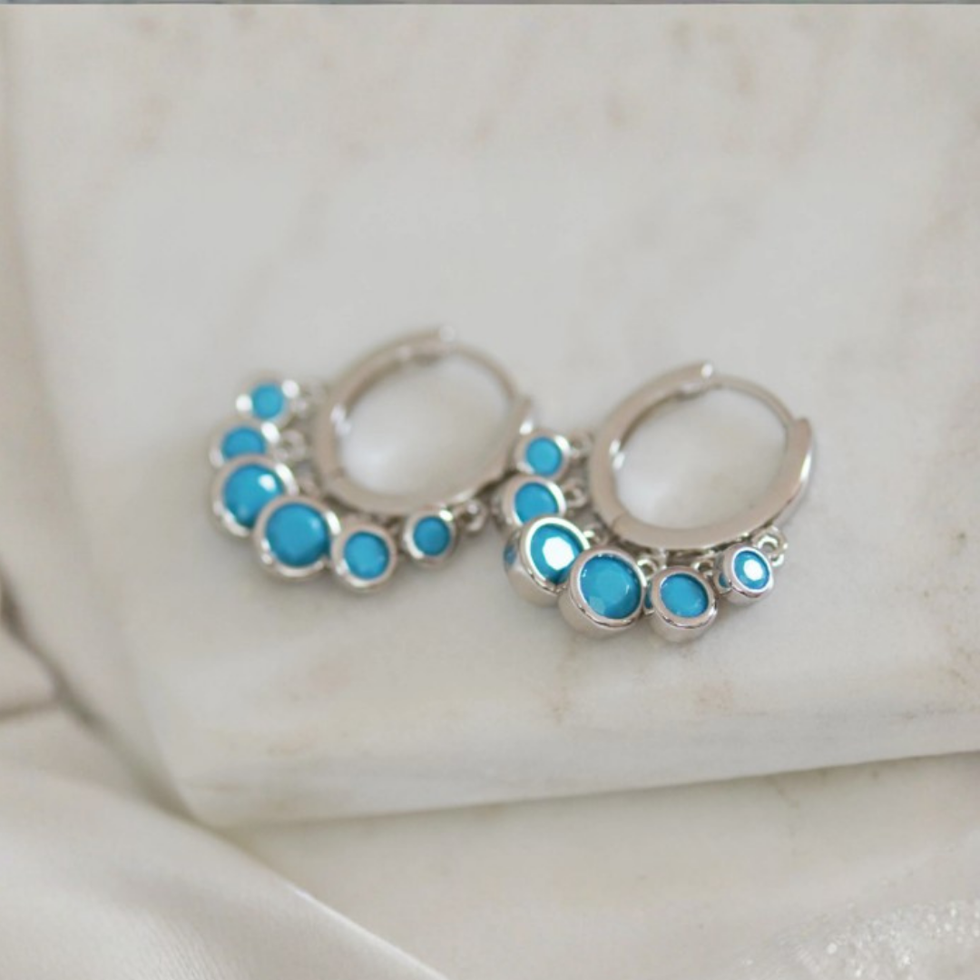 Silver Turquoise Bubble Earrings