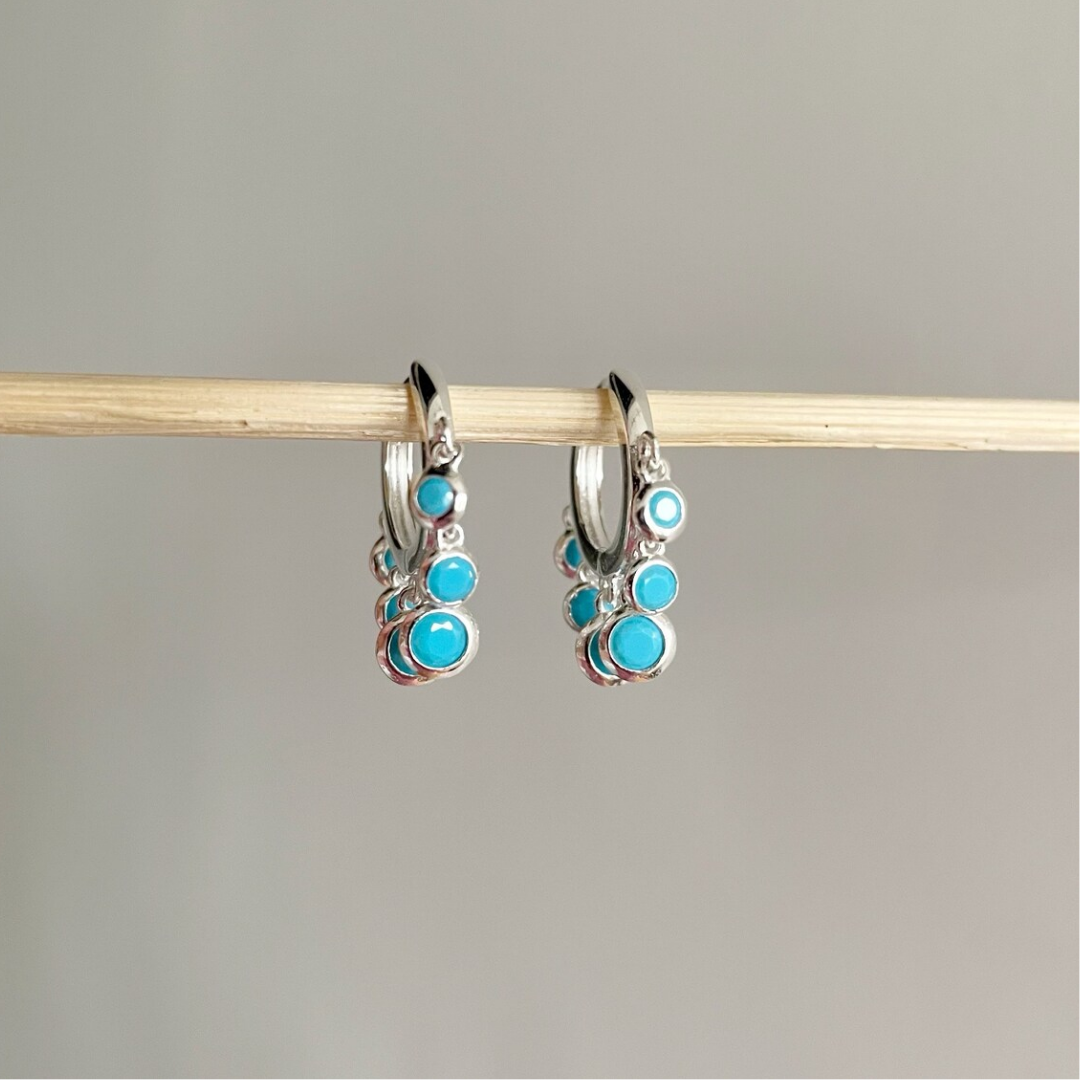 Silver Turquoise Bubble Earrings